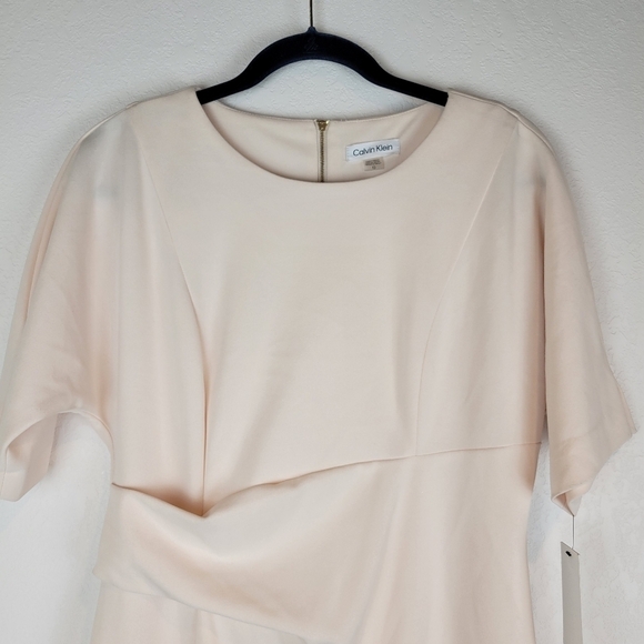 NWT Calvin Klein Short Sleeve Side Tuck Sheath Dress in Blossom Size 10 - Picture 3 of 10